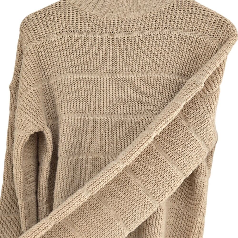 Ribbed Knit High Neck Sweater Dress Drop Shoulder Mini Cozy Minimalist Chic M - Picture 6 of 10
